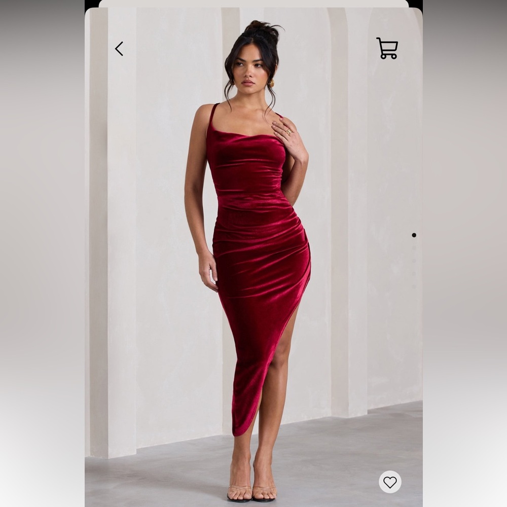 Club L London Risk It All Velvet Asymmetrical Dress